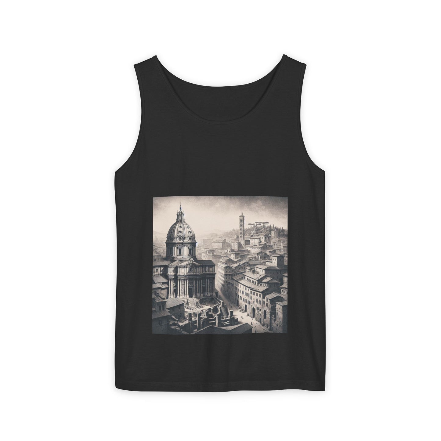 Vintage Art Scene Tank Top | Unisex Casual Wear, Summer Top, Gift for Art Lovers, Travel Enthusiasts, Unique Fashion