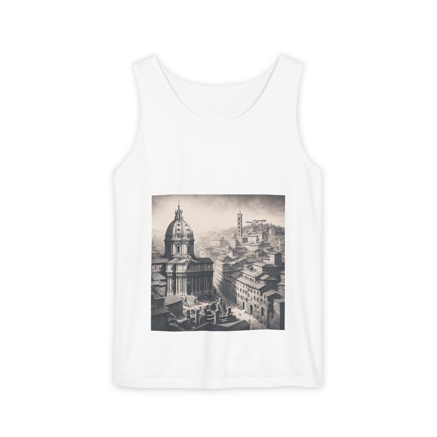 Vintage Art Scene Tank Top | Unisex Casual Wear, Summer Top, Gift for Art Lovers, Travel Enthusiasts, Unique Fashion
